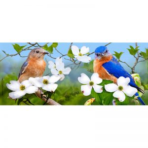 Bluebirds with flowering dogwoods keyholder