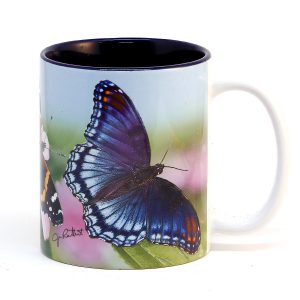 Colorful butterflies mug 15 oz. blue interior