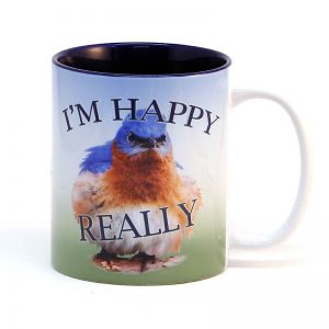 Happy bluebirds mug 15 oz. blue interior