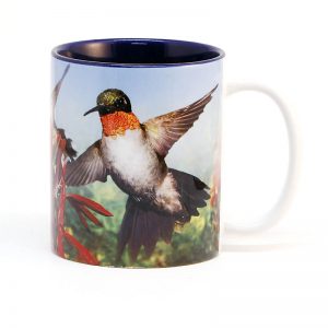 Ruby-throated hummingbird mug 15 oz. Blue interior