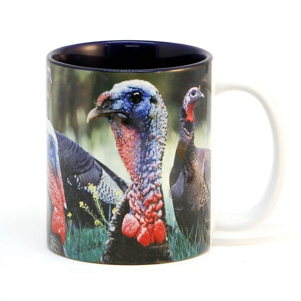 Wild turkey males mug 15 oz. blue interior
