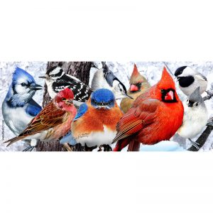Colorful winter birds in snow keyholder